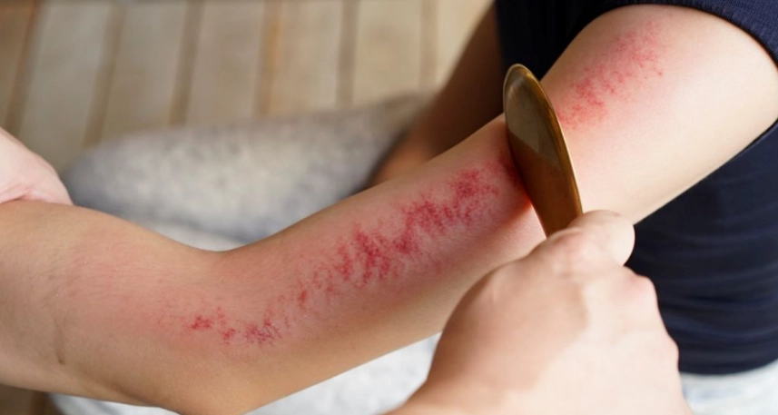 手臂刮痧瘀青顏色